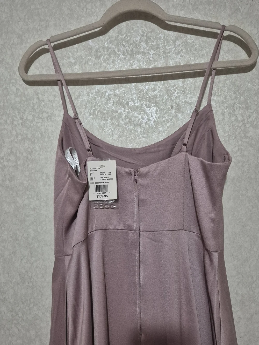 NWT David's Bridal Quartz Scoop Neck Spag Slip-Style Maxi Dress..Size:6 - Picture 9 of 14